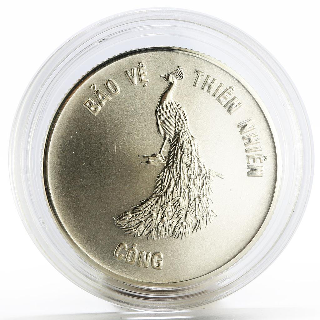 Vietnam 100 dong Natural Animals Protection series Paon silver coin 1986