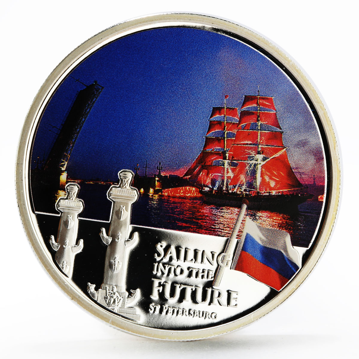 Niue 2 dollars Sailing into the Future Saint Petersburg colored silver coin 2012