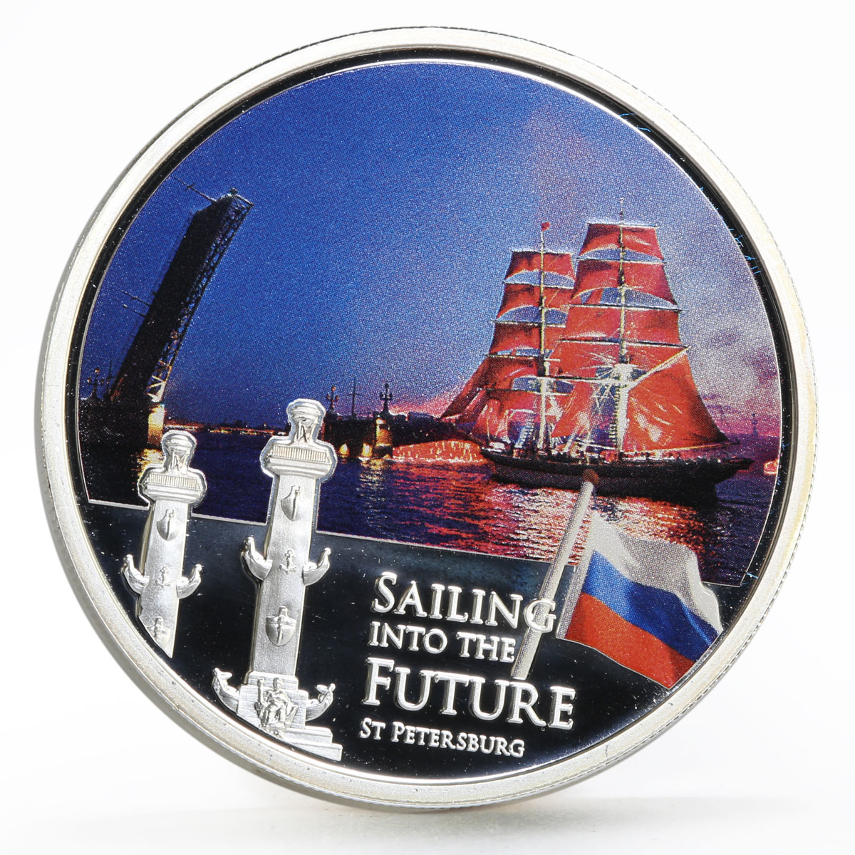 Niue 2 dollars Sailing into the Future Saint Petersburg colored silver coin 2012