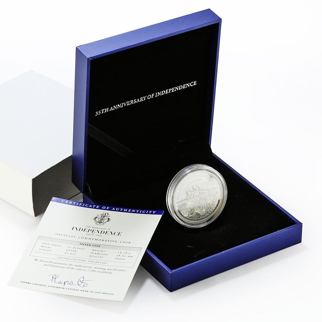 Seychelles 25 rupees 35th Anniversary of Independence Freedom silver coin 2011