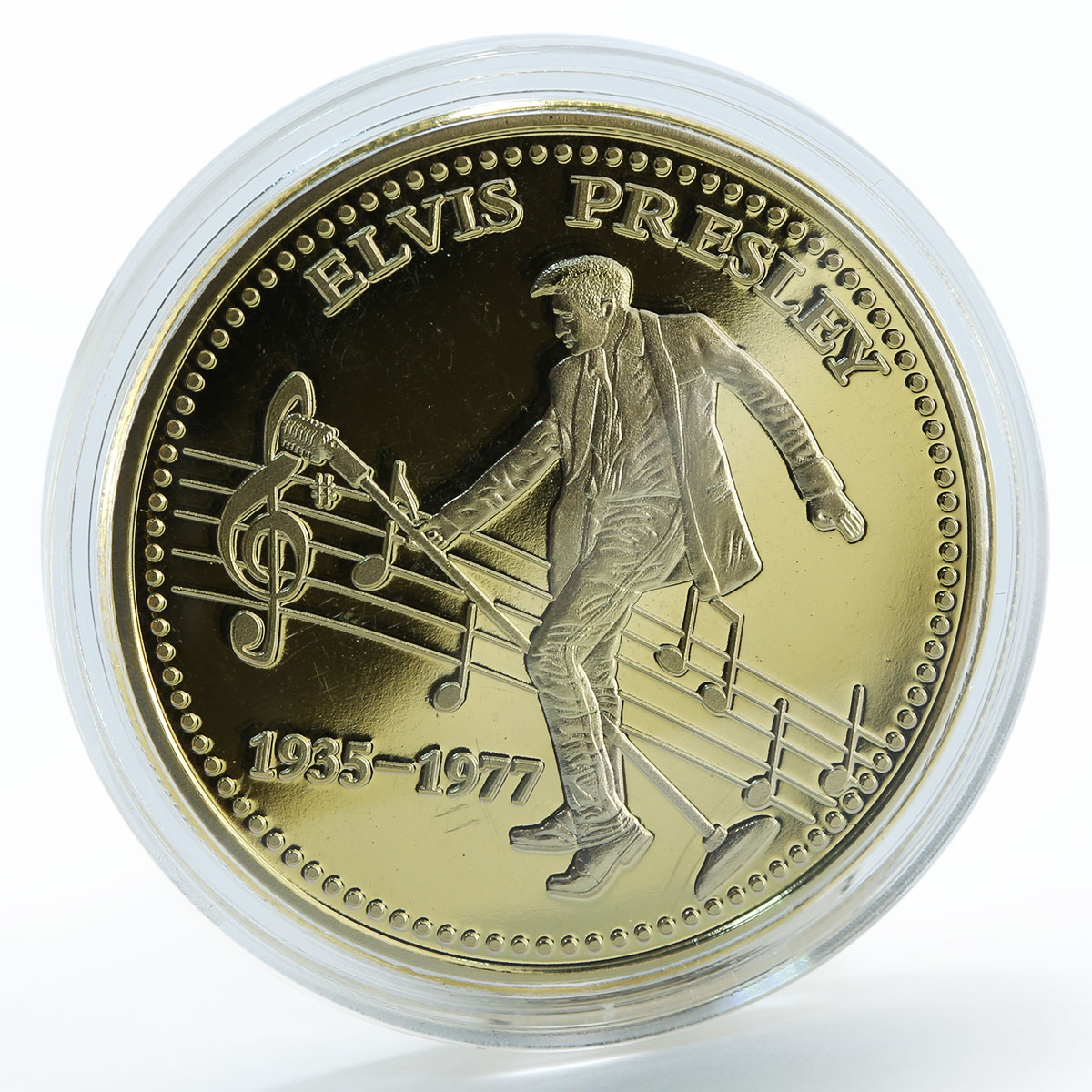 Elvis Presley, The King Of Rock 'n' Roll, Gold Plated Coin, Singer, Token