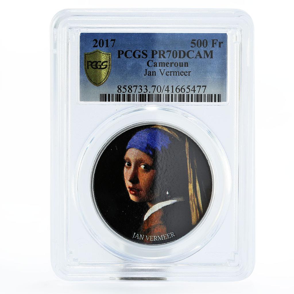 Cameroon 500 francs Jan Vermeer Art Girl with a Pearl PR70 PCGS silver coin 2017