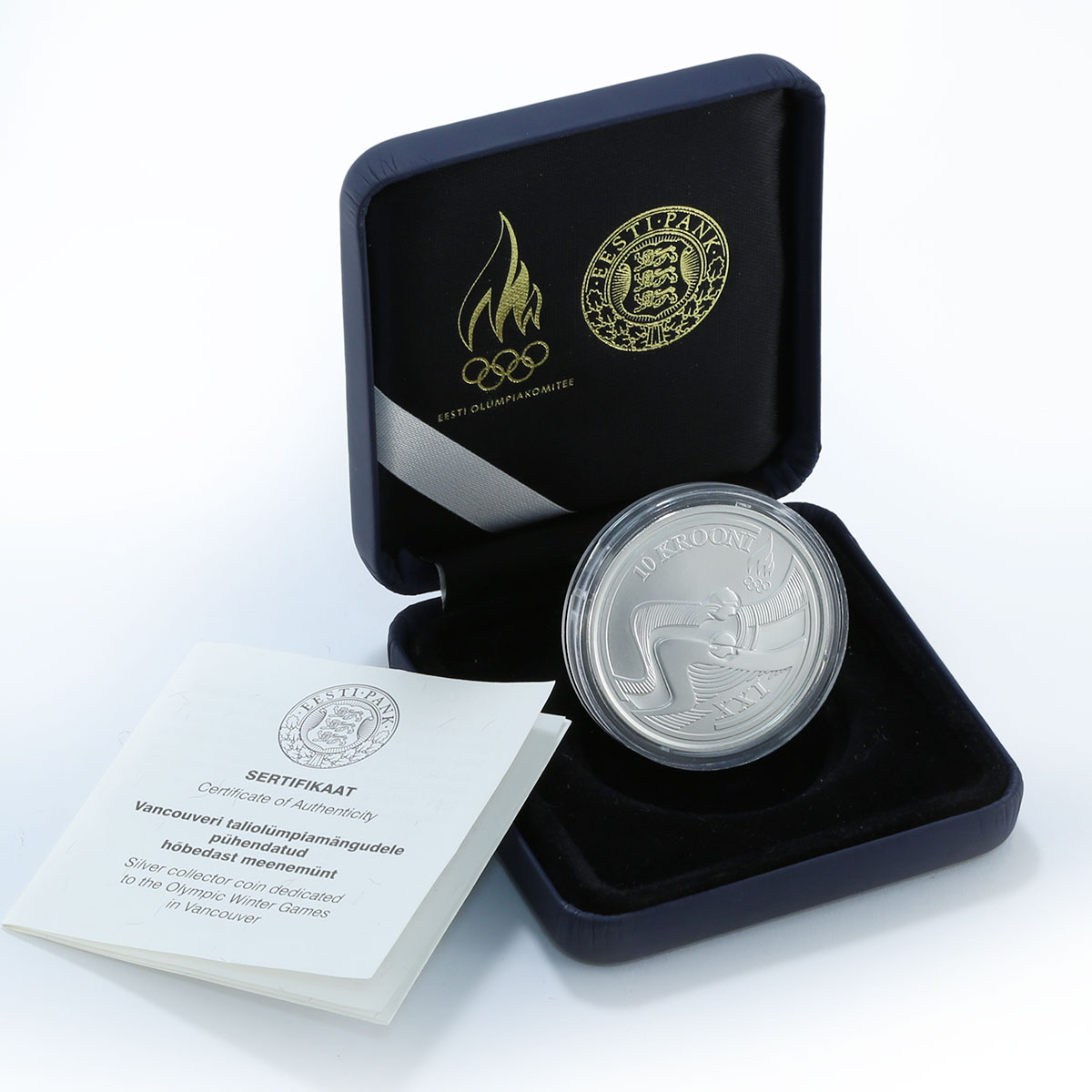 Estonia 10 krooni, XXI Olympic Winter Games in Vancouver, silver proof coin 2010