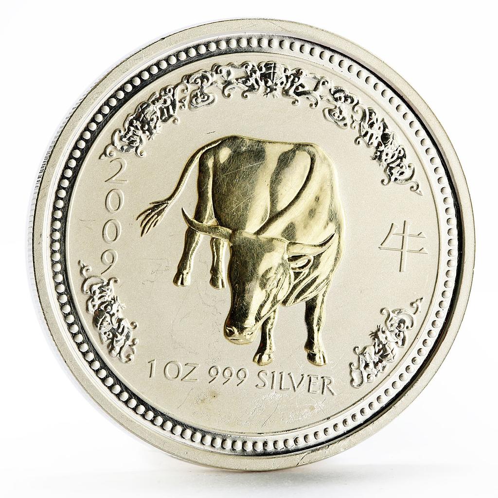 Australia 1 dollar Lunar Calendar I Year of the Ox gilded silver coin 2007