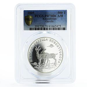 Kazakhstan 500 tenge Endangered Wildlife Gazella PR70 PCGS silver coin 2005