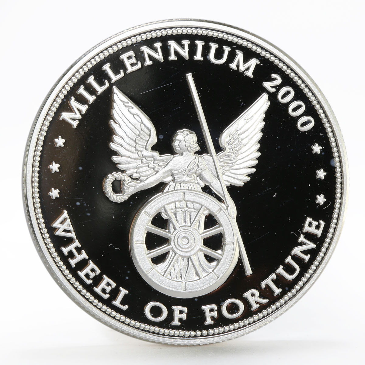 Liberia 10 dollars New Millenium Wheel of Fortune proof silver coin 2001