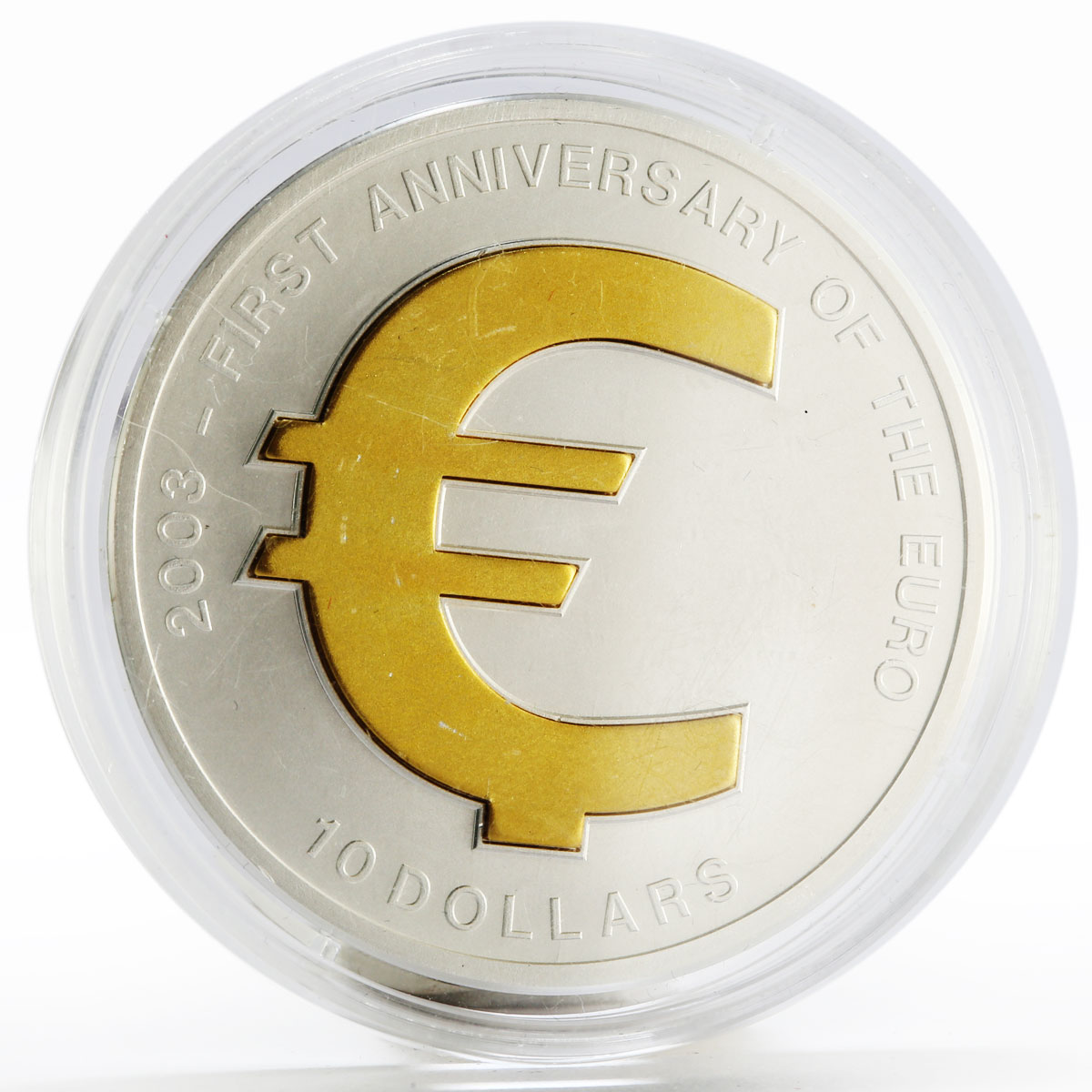 Nauru 10 dollars First Anniversary of the Euro in Circulation silver coin 2003