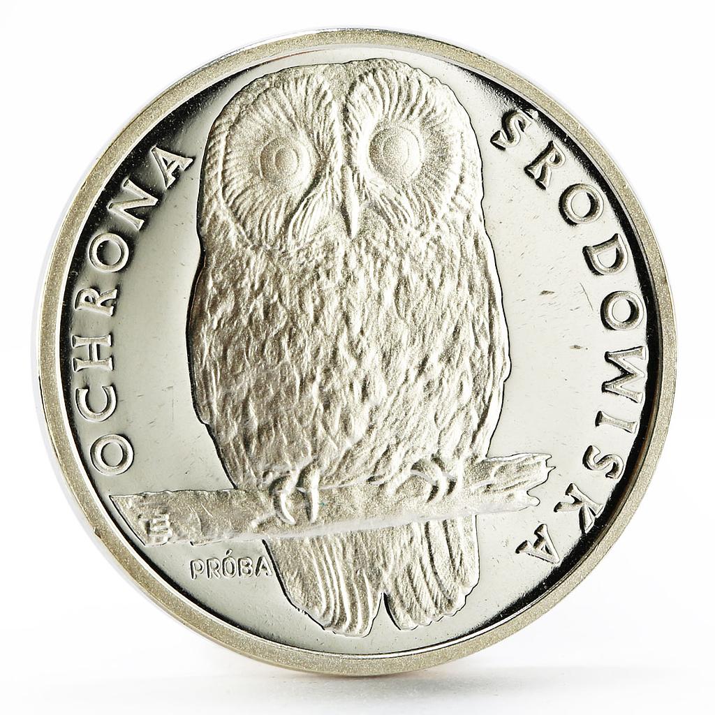 Poland 1000 zlotych Animal series Owl proba proof silver coin 1986