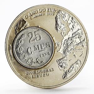 Sao Tome and Principe 2000 dobras Year of the Euro 25 Centimes bimetal coin 1999