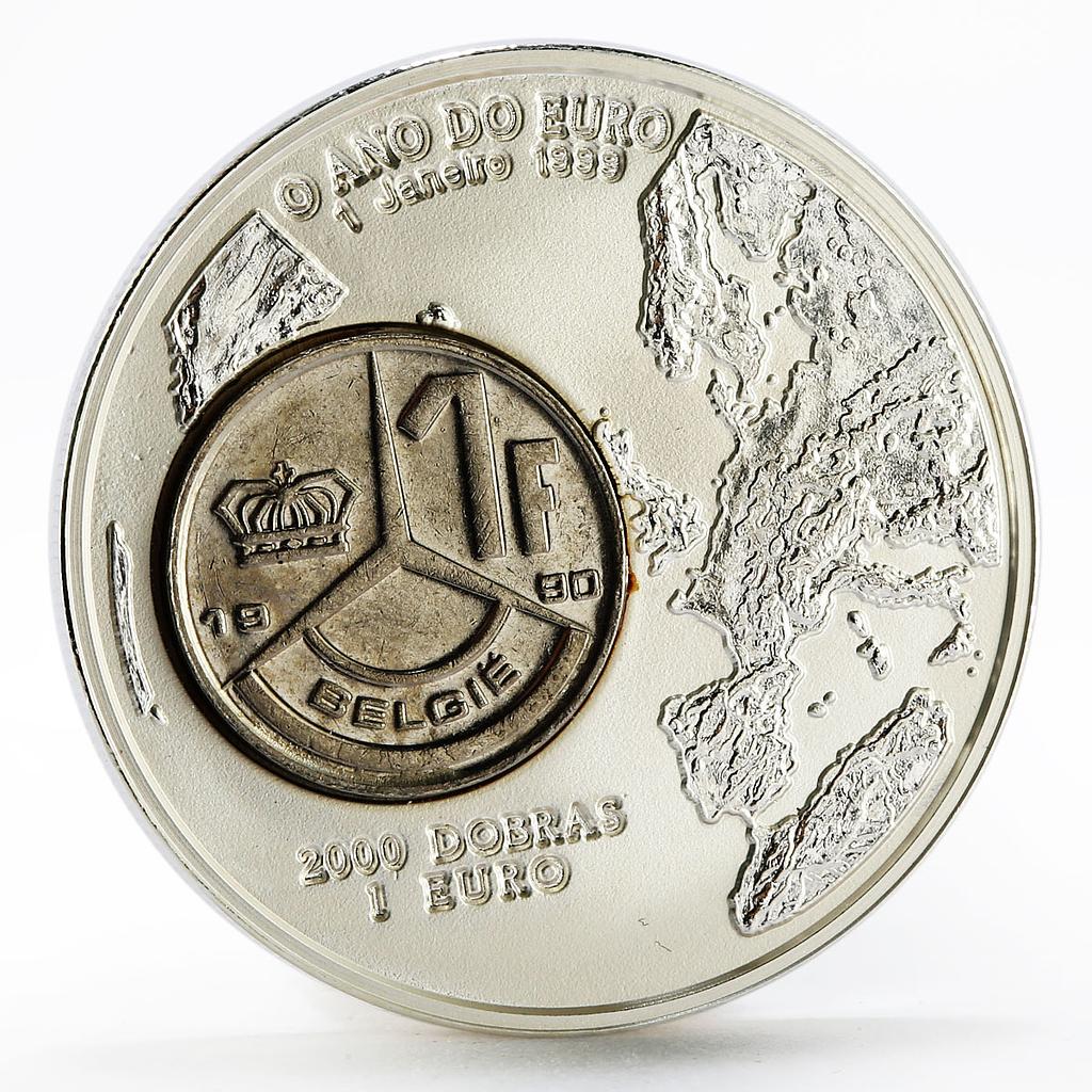 Sao Tome and Principe 2000 dobras Year of the Euro 1 Franc bimetal coin 1999