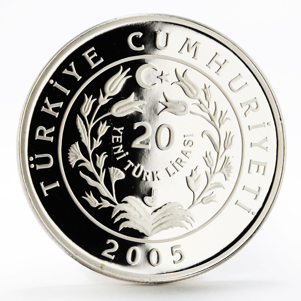 Turkey 20 lira Animal series Brown Bear Grizley proof silver coin 2005