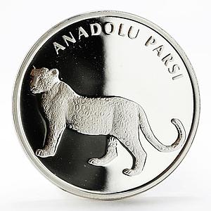 Turkey 20 lira Animal series Anatolian Leopard proof silver coin 2005