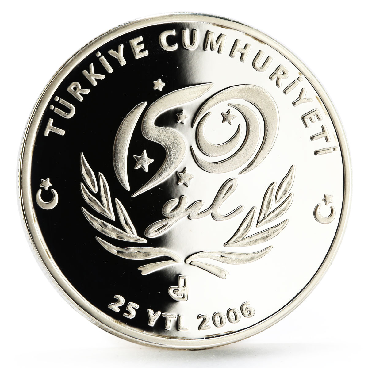 Turkey 25 lira 150th Anniversary of Turkish Railways proof silver coin 2006