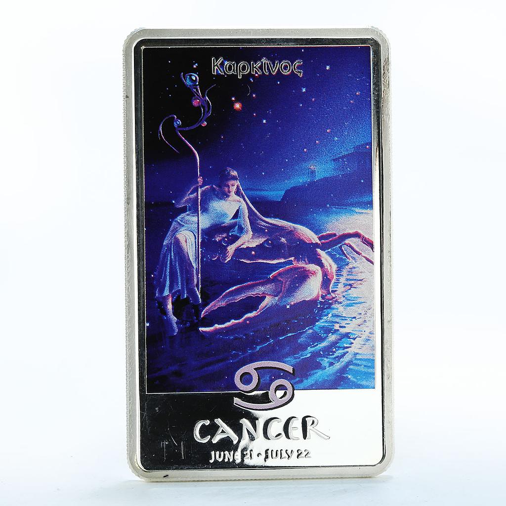 Niue 2 dollars Signs of the Zodiac Cancer silver colored 1 oz coin - ingot 2012