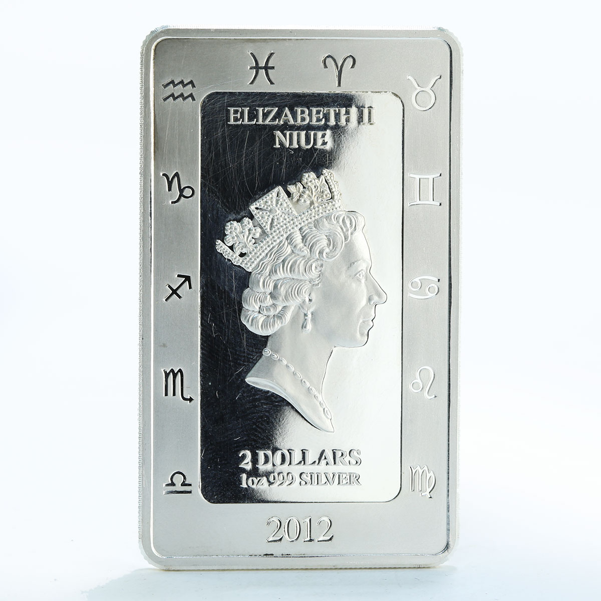 Niue 2 dollars Signs of the Zodiac Cancer silver colored 1 oz coin - ingot 2012
