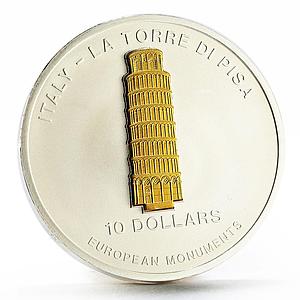 Nauru 10 dollars European Monuments Tower of Piza silver coin 2006