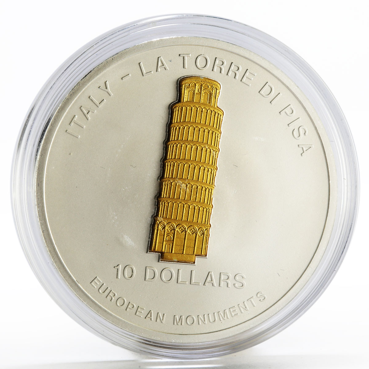 Nauru 10 dollars European Monuments Tower of Piza silver coin 2006