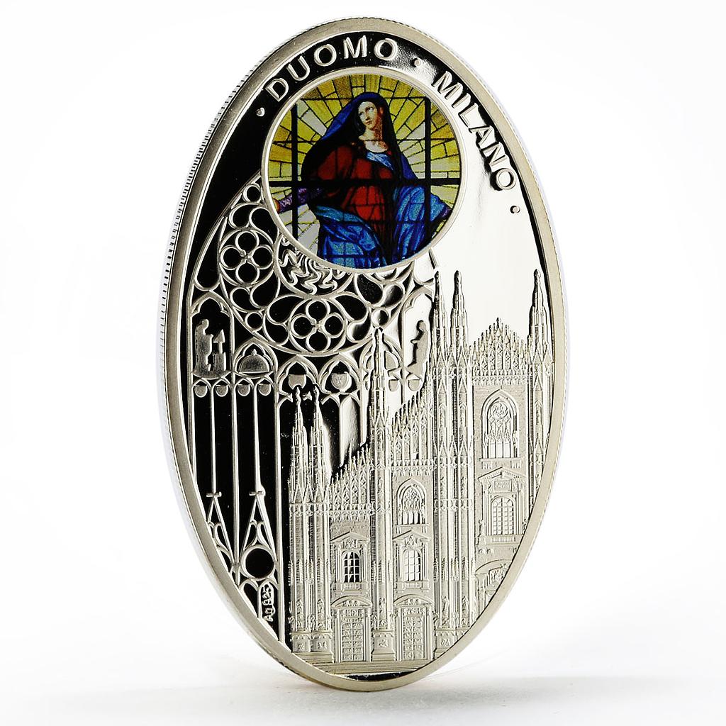 Niue 1 dollar Gothic Cathedrals series Milan Cathedral proof silver coin 2010
