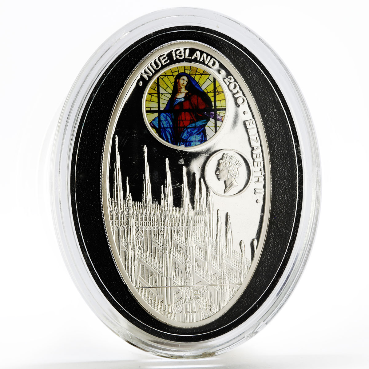 Niue 1 dollar Gothic Cathedrals series Milan Cathedral proof silver coin 2010