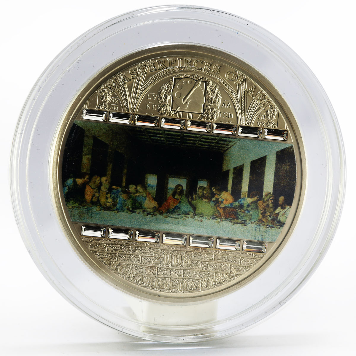 Cook Islands 20 dollars The Last Supper Art with Crystals silver coin 2008