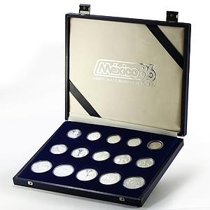 Mexico set of 15 coins Football World Cup 1986 silver coins 1985 - 1986