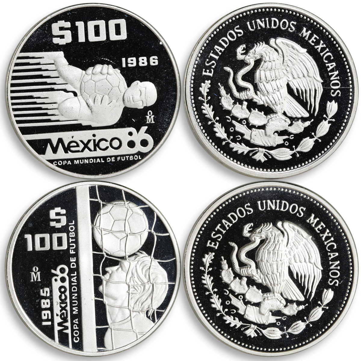Mexico set of 15 coins Football World Cup 1986 silver coins 1985 - 1986