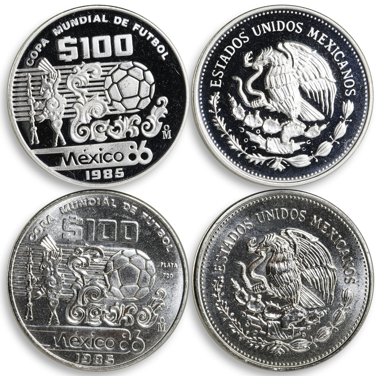 Mexico set of 15 coins Football World Cup 1986 silver coins 1985 - 1986