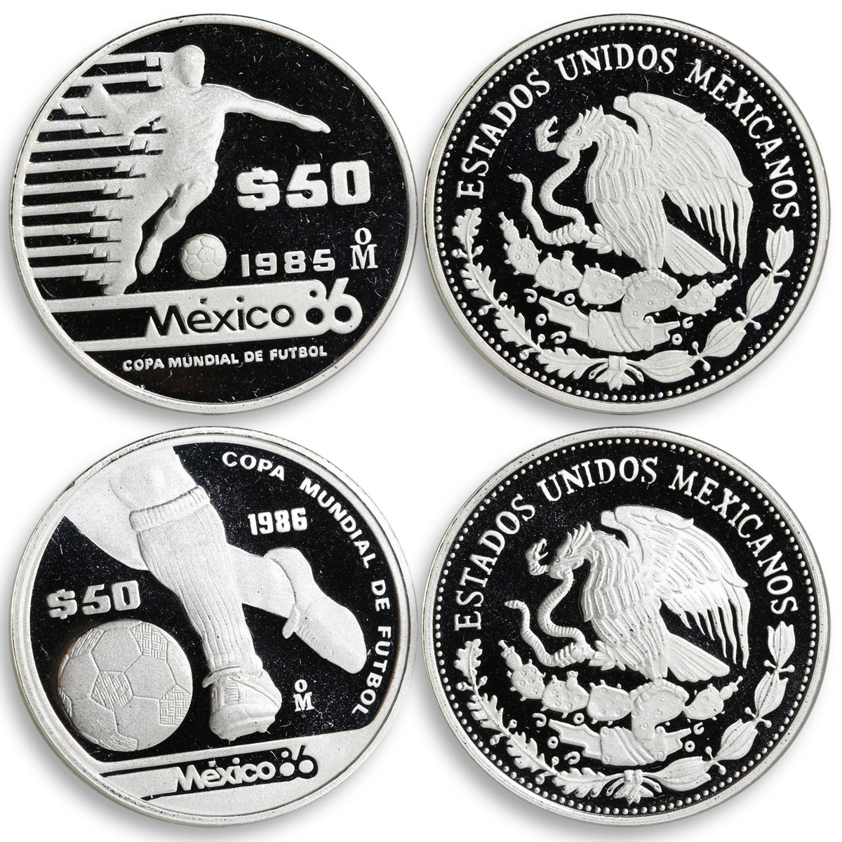 Mexico set of 15 coins Football World Cup 1986 silver coins 1985 - 1986