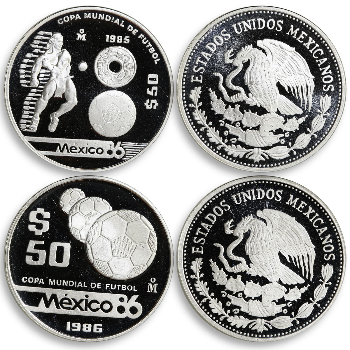 Mexico set of 15 coins Football World Cup 1986 silver coins 1985 - 1986