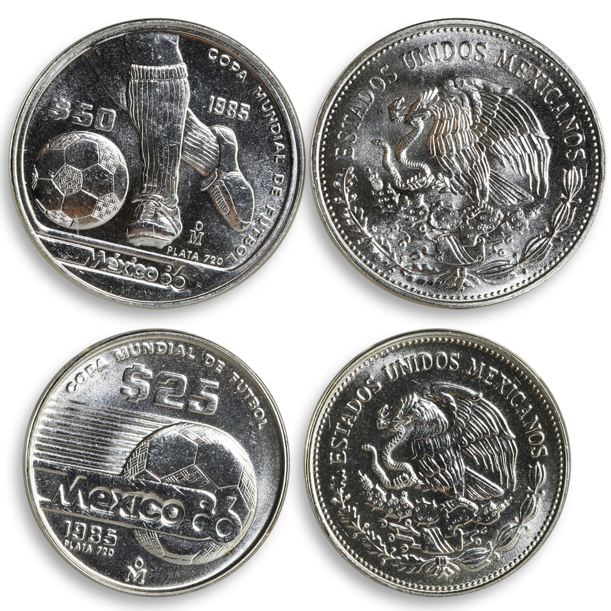 Mexico set of 15 coins Football World Cup 1986 silver coins 1985 - 1986