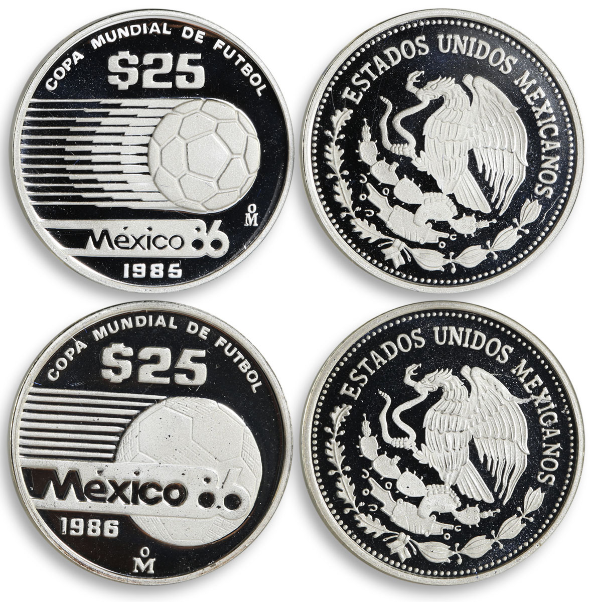 Mexico set of 15 coins Football World Cup 1986 silver coins 1985 - 1986