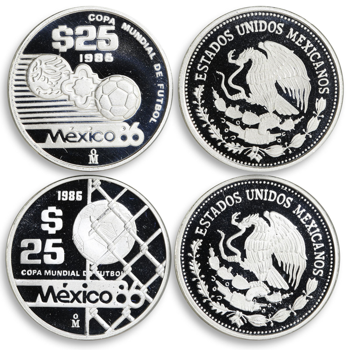 Mexico set of 15 coins Football World Cup 1986 silver coins 1985 - 1986