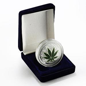 Benin 1000 francs Famous World Plants series Cannabis Sativa silver coin 2010