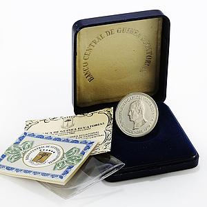 Equatorial Guinea 1000 bipkwele Visit of King John Charles I silver coin 1979