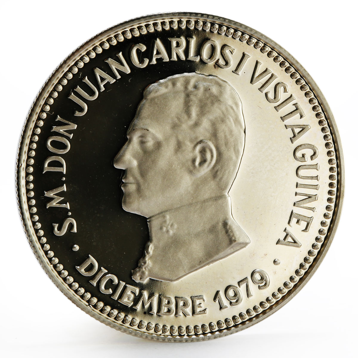 Equatorial Guinea 1000 bipkwele Visit of King John Charles I silver coin 1979