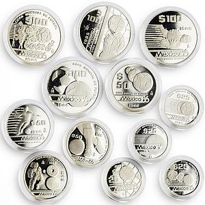 Mexico set of 12 coins Football World Cup 1986 silver coins 1985 - 1986