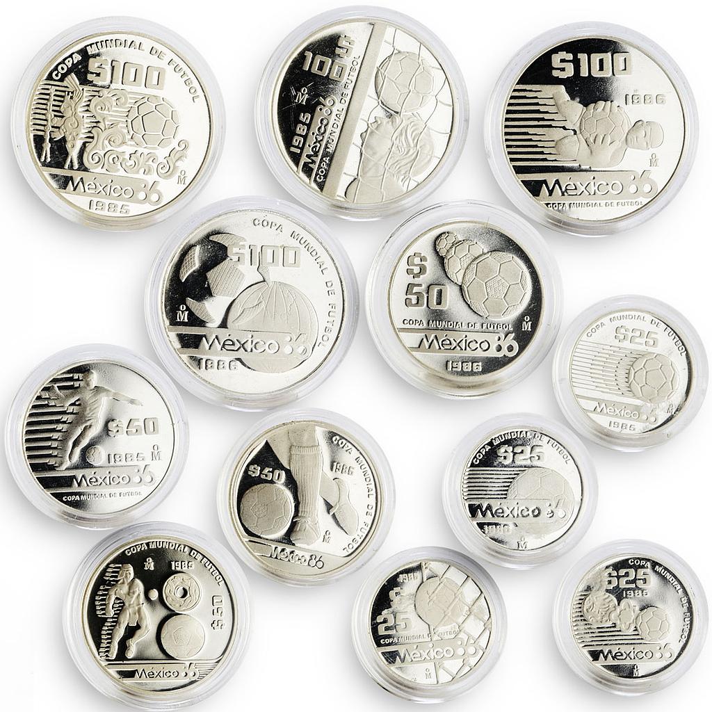 Mexico set of 12 coins Football World Cup 1986 silver coins 1985 - 1986