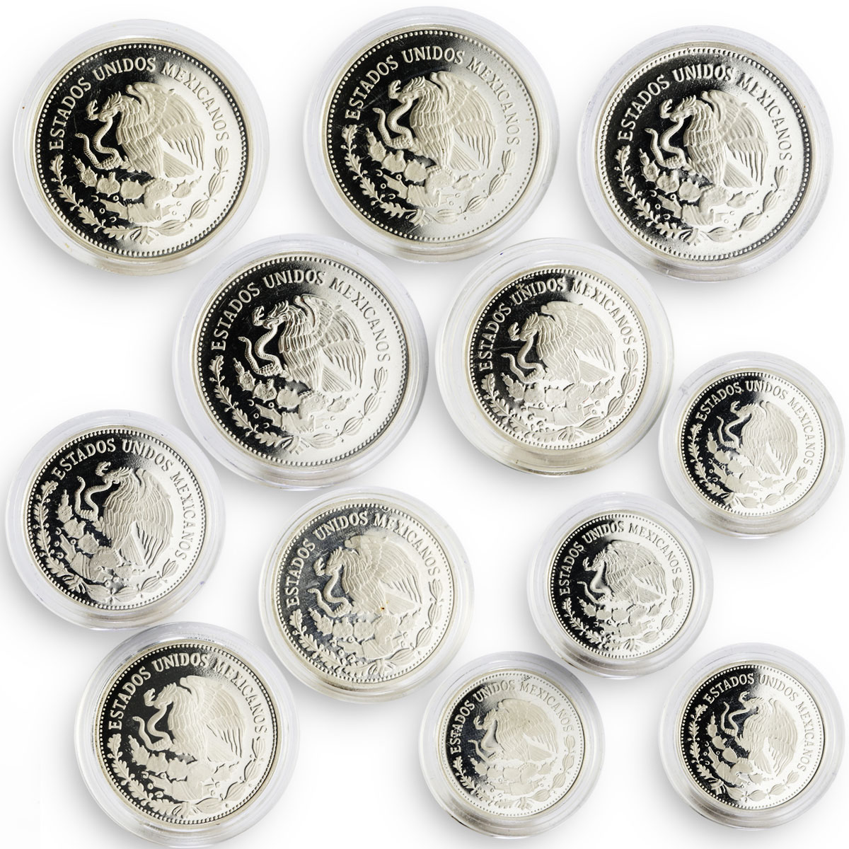 Mexico set of 12 coins Football World Cup 1986 silver coins