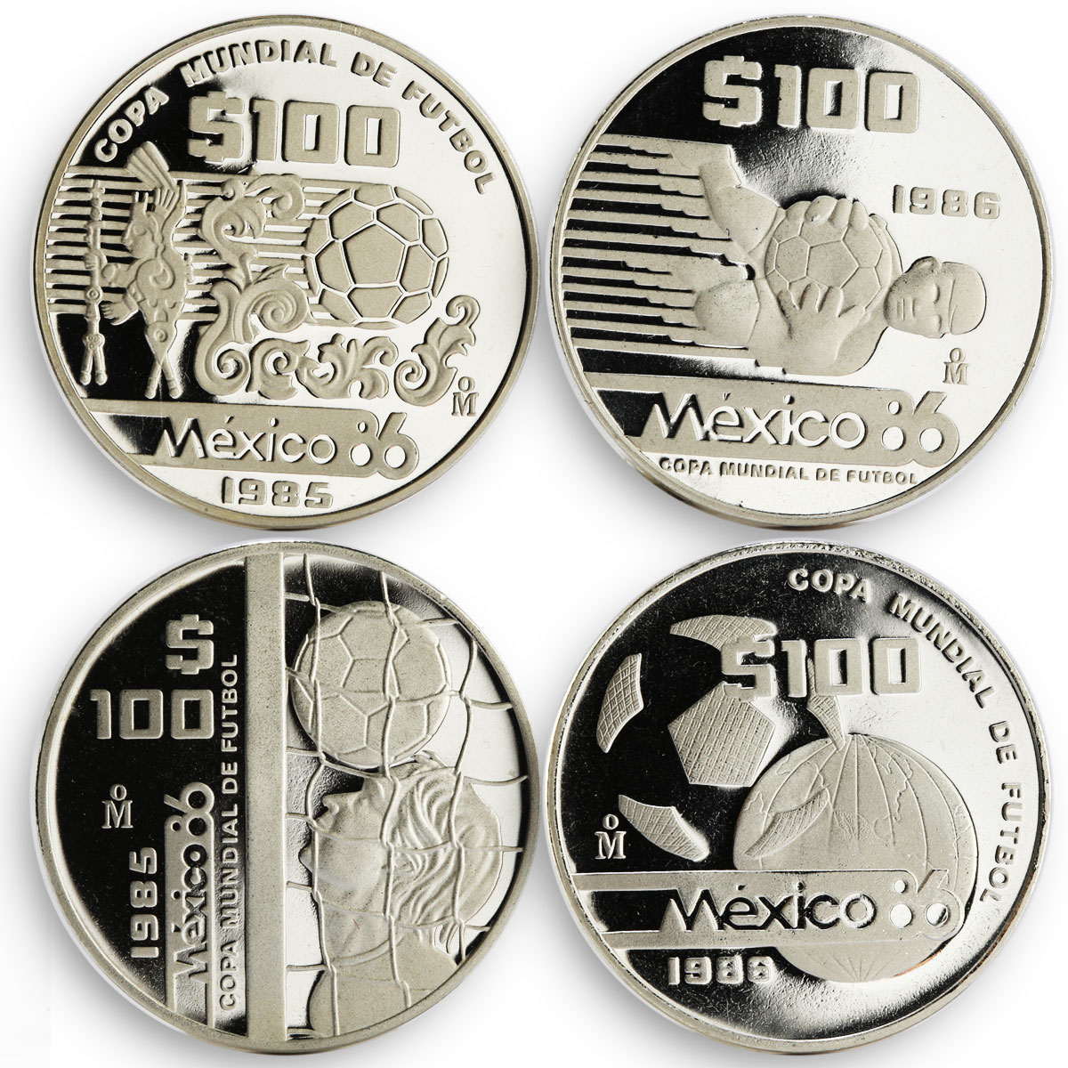 Mexico set of 12 coins Football World Cup 1986 silver coins 1985 - 1986