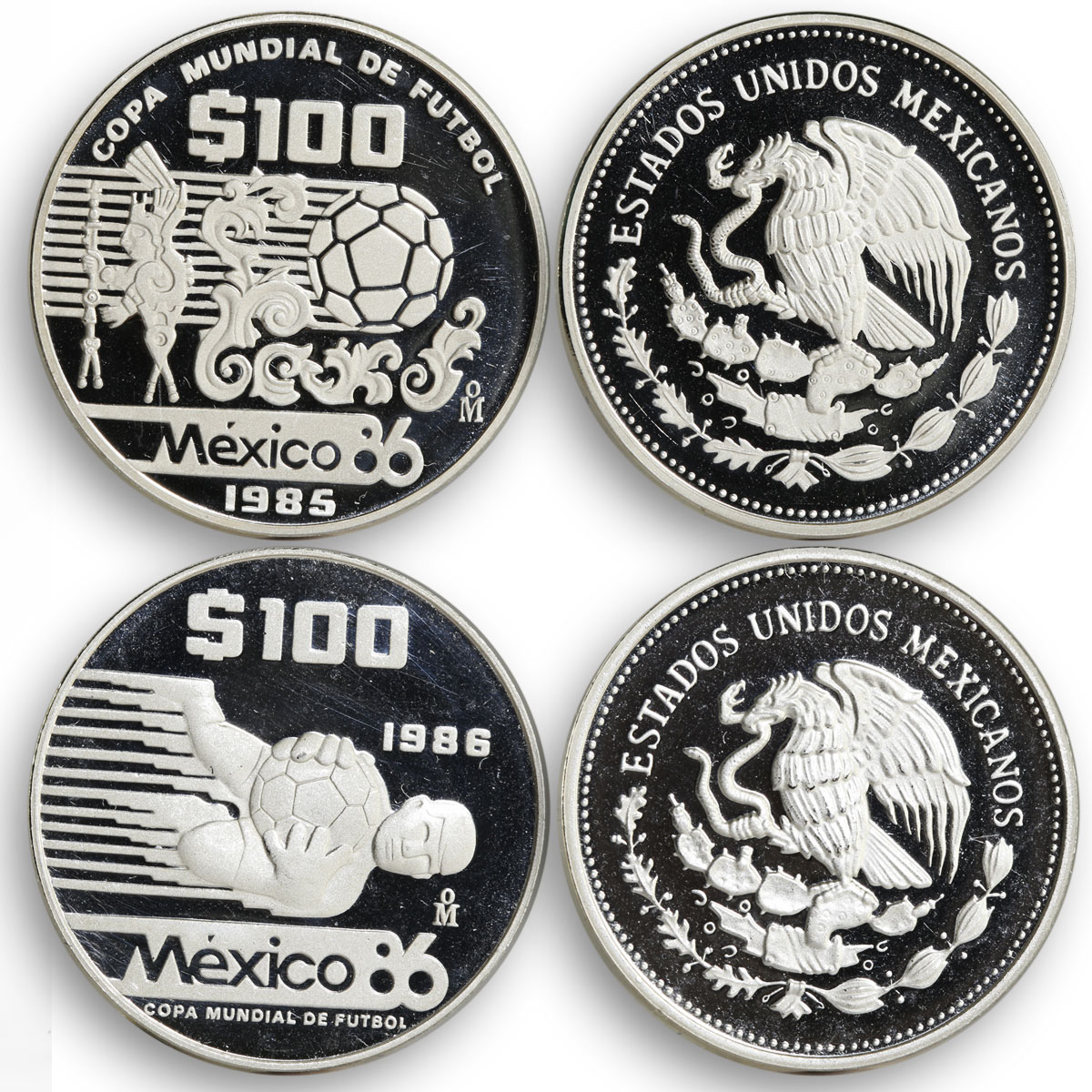 Mexico set of 12 coins Football World Cup 1986 silver coins 1985 - 1986