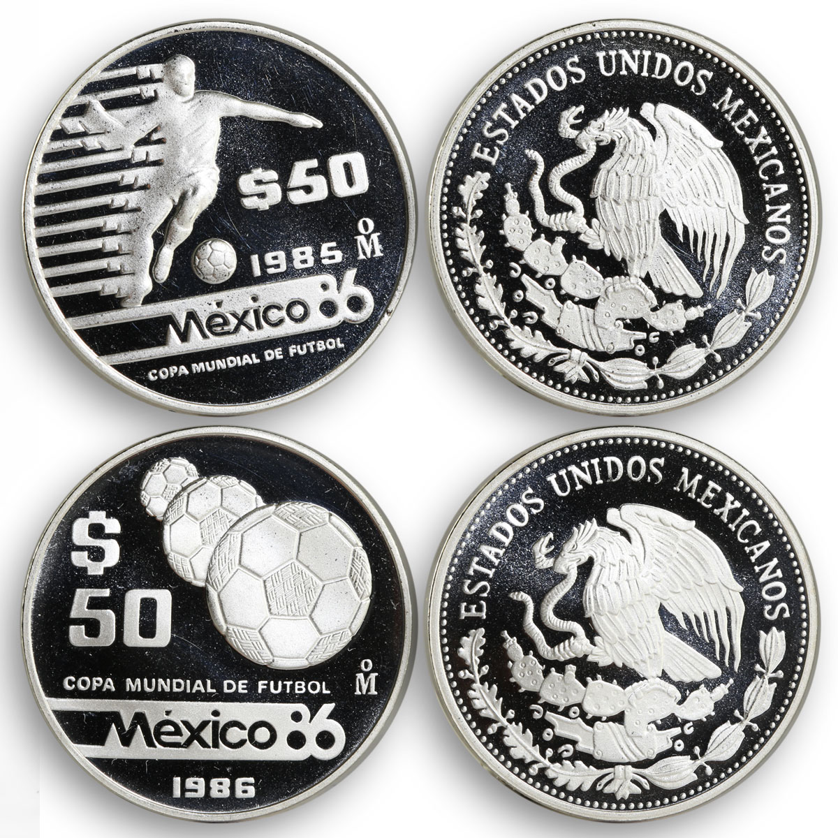 Mexico set of 12 coins Football World Cup 1986 silver coins 1985 - 1986