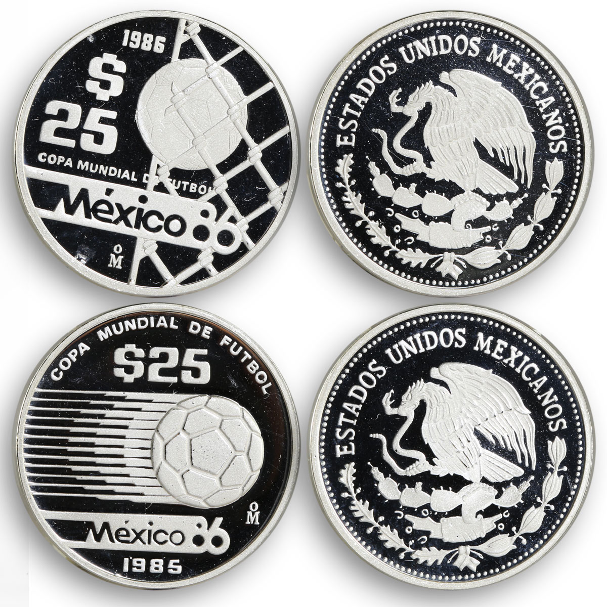 Mexico set of 12 coins Football World Cup 1986 silver coins 1985 - 1986