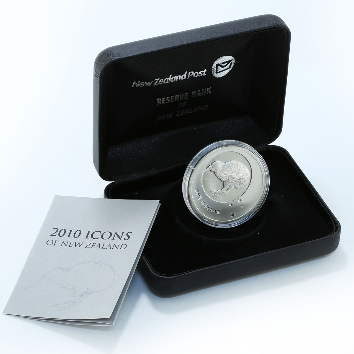 New Zealand 1 dollar Kiwi bird proof silver coin 2010