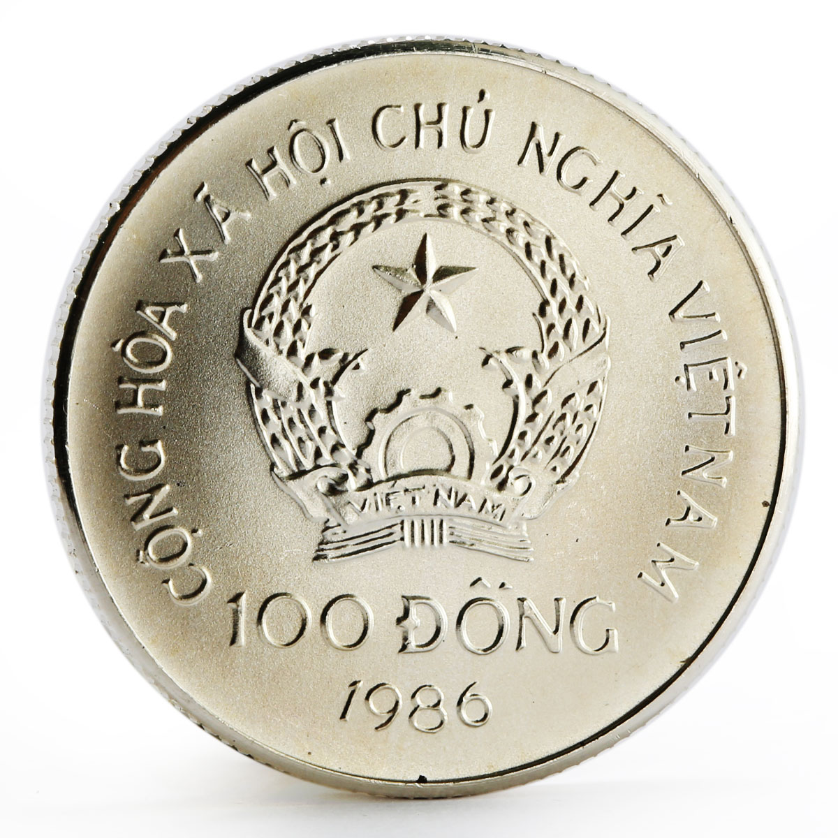 Vietnam 100 dong Natural Animals Protection series Elephant silver coin 1986