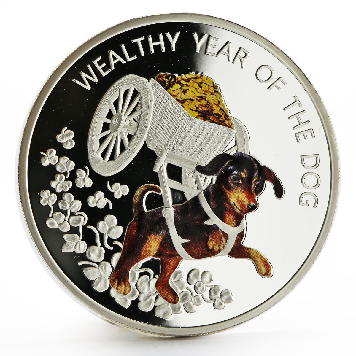 Macedonia 100 denars Wealthy Year of the Dog colored proof silver coin 2018