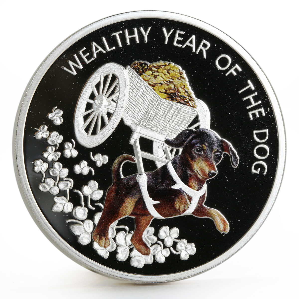 Macedonia 100 denars Wealthy Year of the Dog colored proof silver coin 2018