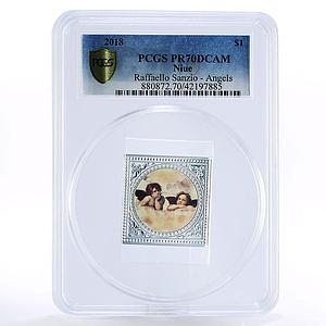 Niue 1 dollar Spirit Guardians of Humanity Two Angels PR70 PCGS silver coin 2018