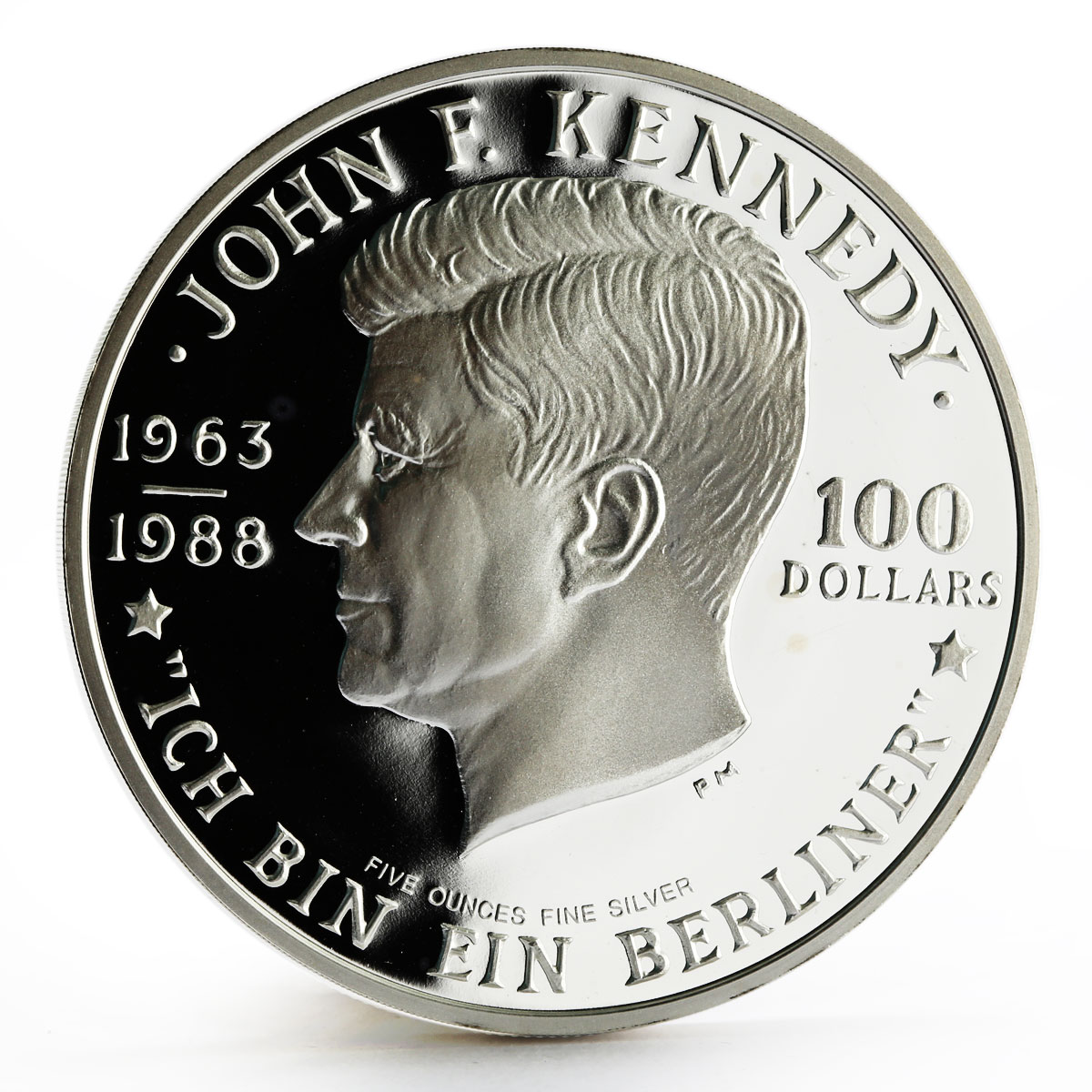 Niue 100 dollars 25th Anniversary of John Kennedy proof silver coin 1988