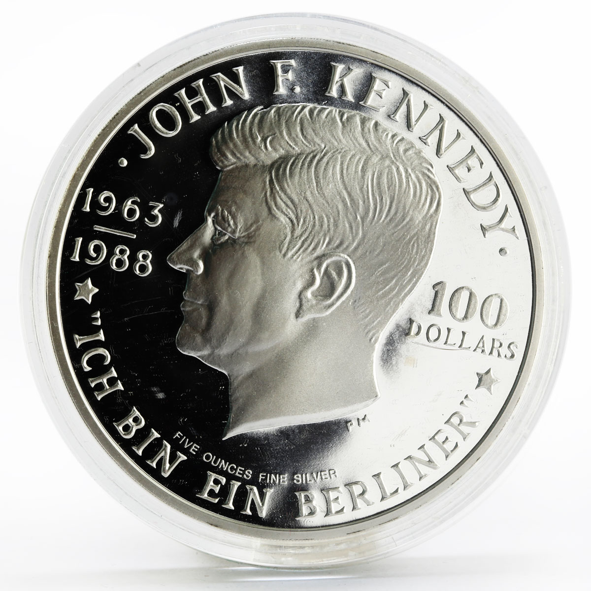 Niue 100 dollars 25th Anniversary of John Kennedy proof silver coin 1988