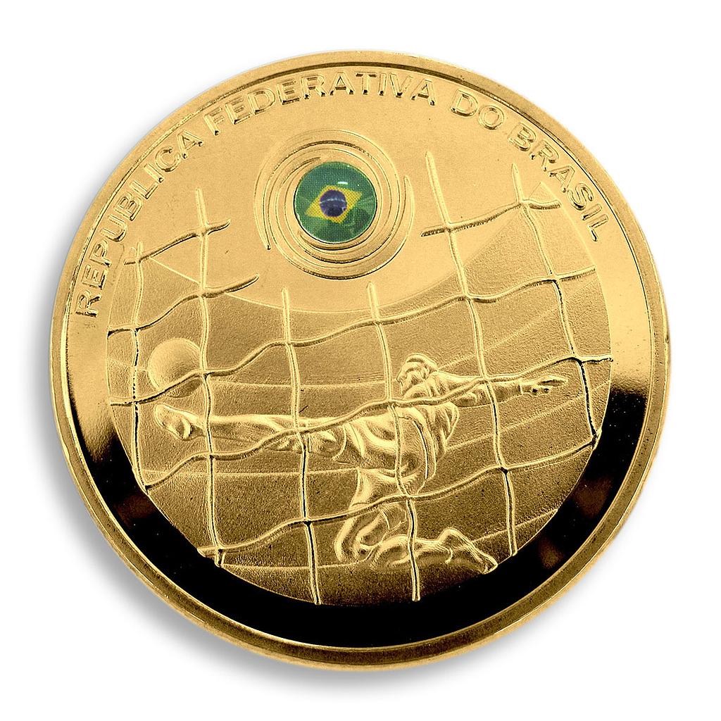FIFA World Cup 2014, Brazil, Football, Gold Plated Coin, Token, Ball, Sport